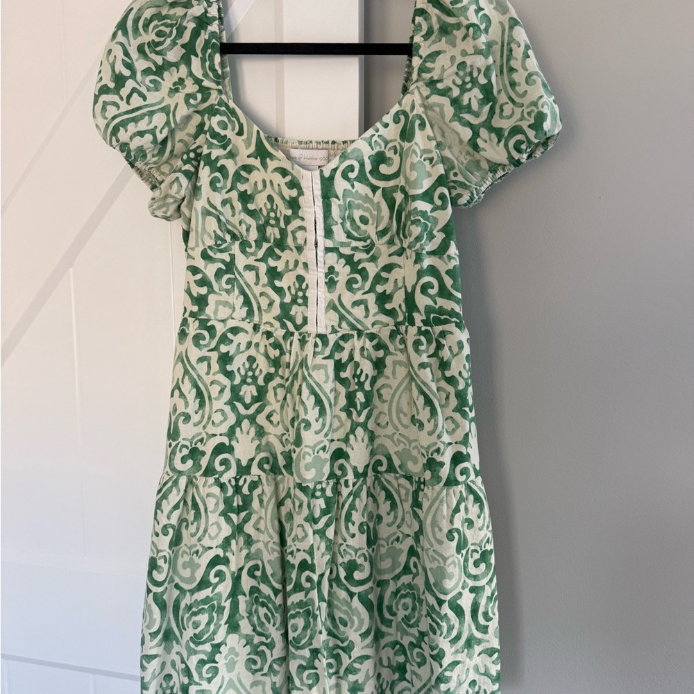 House of Harlow 1960 Green and Cream Patterned Top